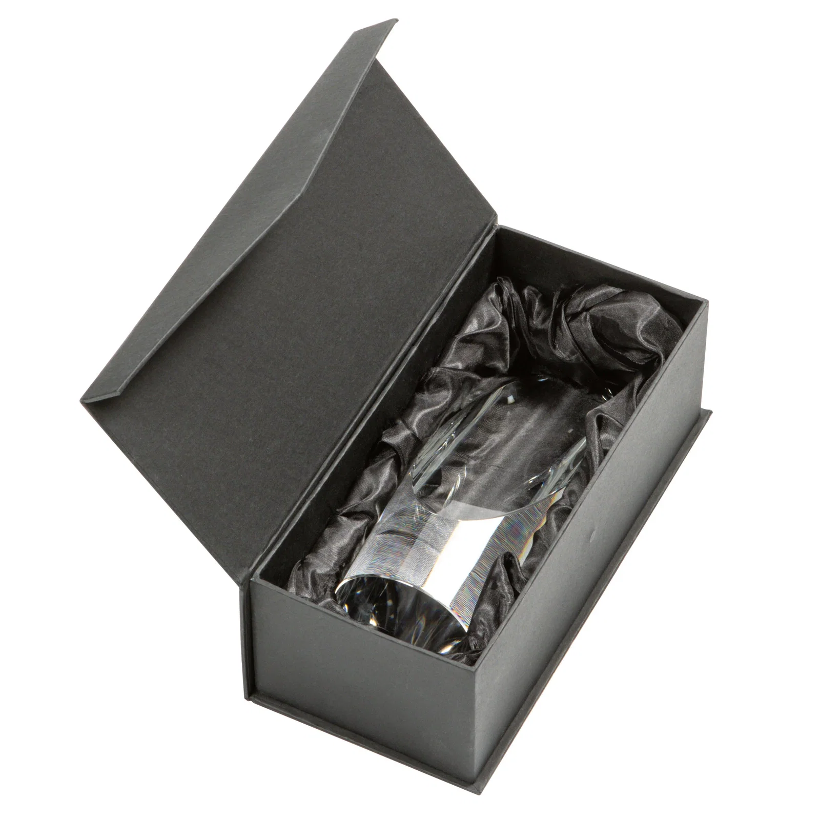 Custom Optical Crystal Round Pillar Award With Oval Etching Face for retirement presentations