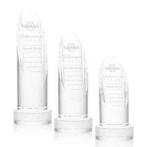 Optical Crystal Oval Pillar Award on Round Base