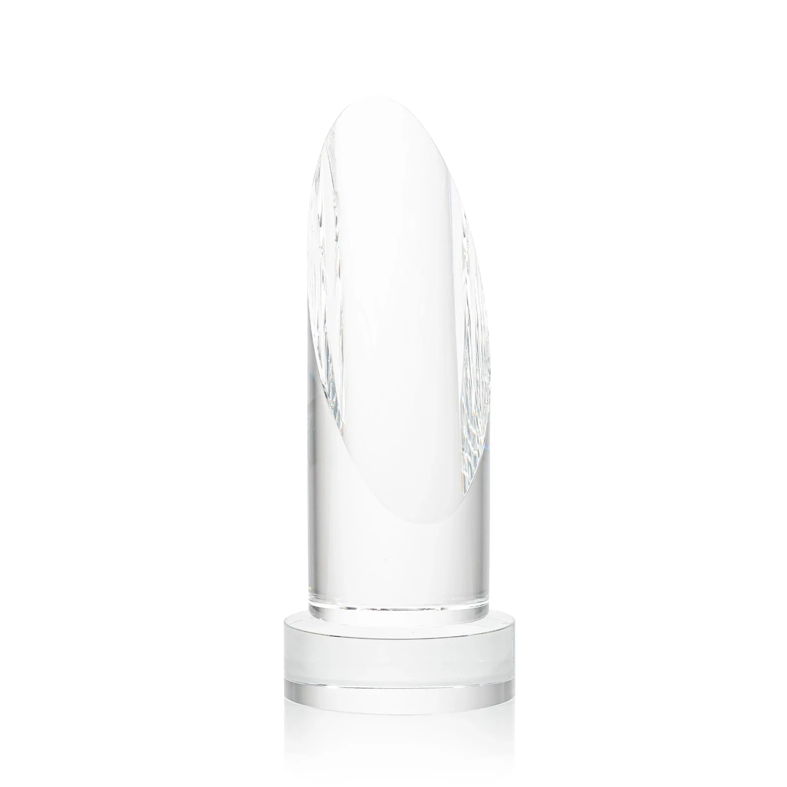 Promotional Optical Crystal Oval Pillar Award on Round Base, awards for dealer and partner awards