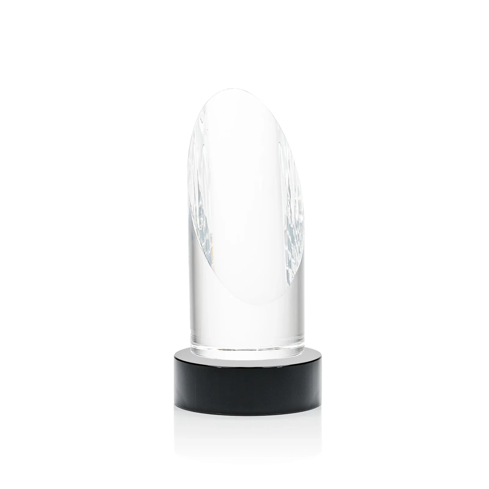 Branded Optical Crystal Oval Pillar Award on Round Base, awards for sales achievement awards