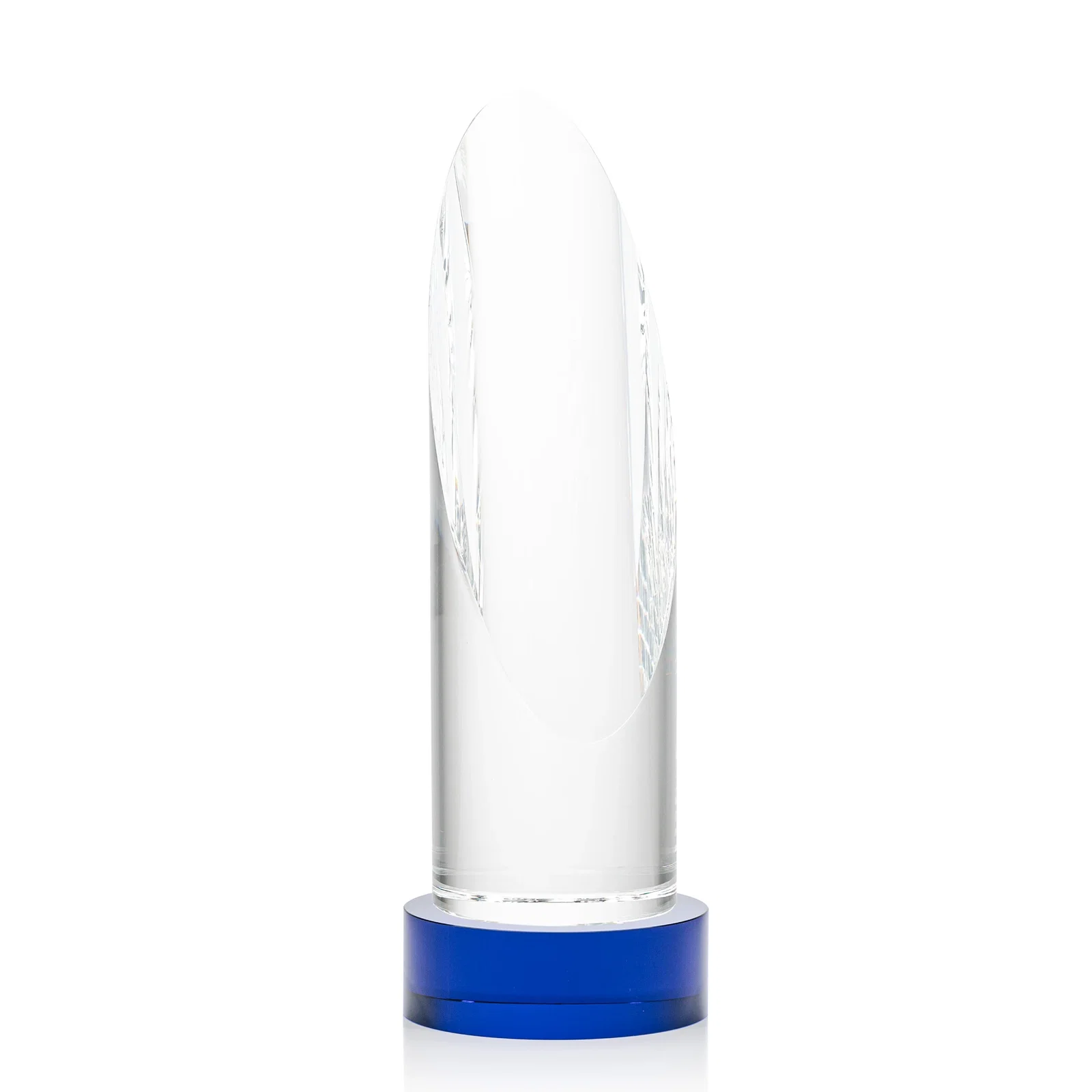 Branded Optical Crystal Oval Pillar Award on Round Base, awards for safety achievement programs