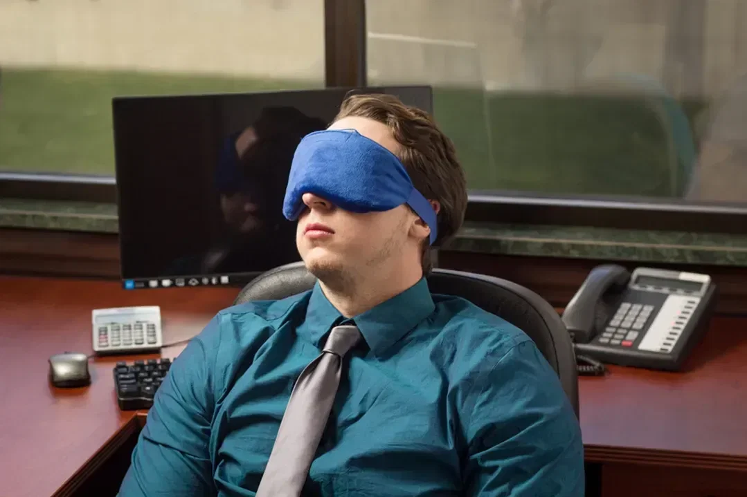 Lavender Wonder Beads Eye Mask being worn