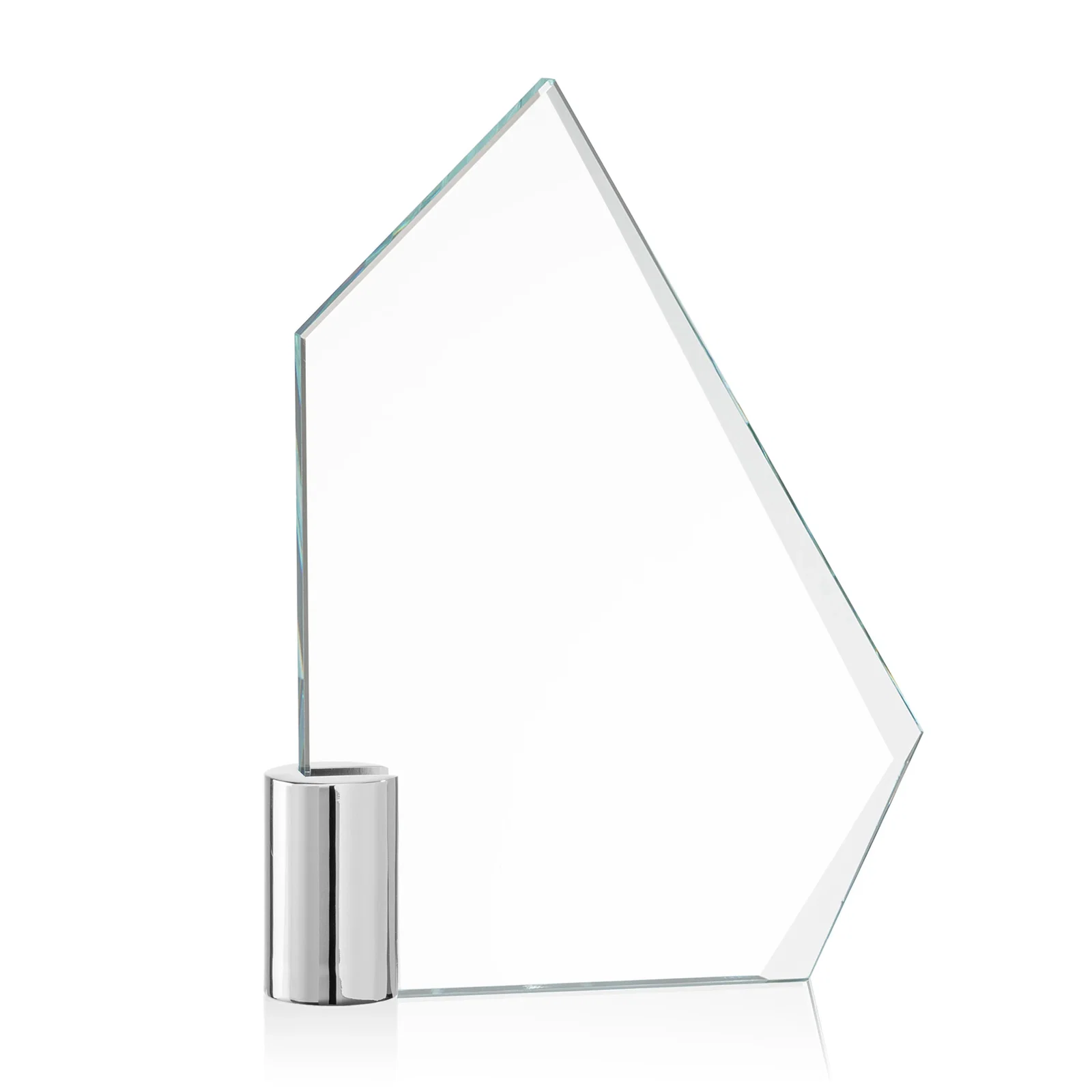Custom Starfire Crystal Award with a One-Sided Slant, metal awards for company anniversary events