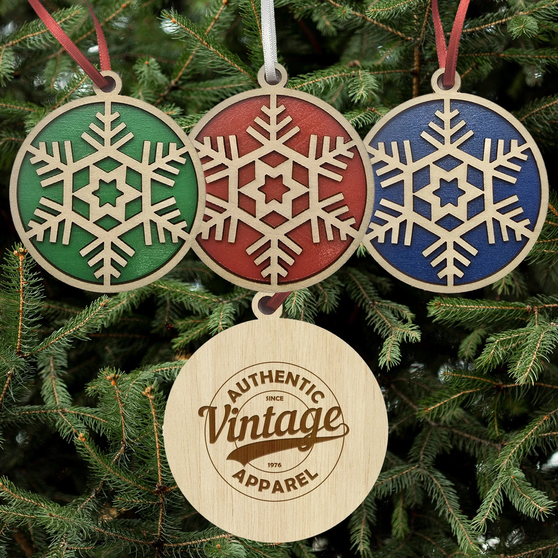 Layered Wood Ornament Snowflake