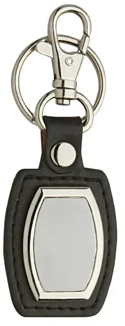Custom Engraved Leather & Brushed Plate Keyring — view 2