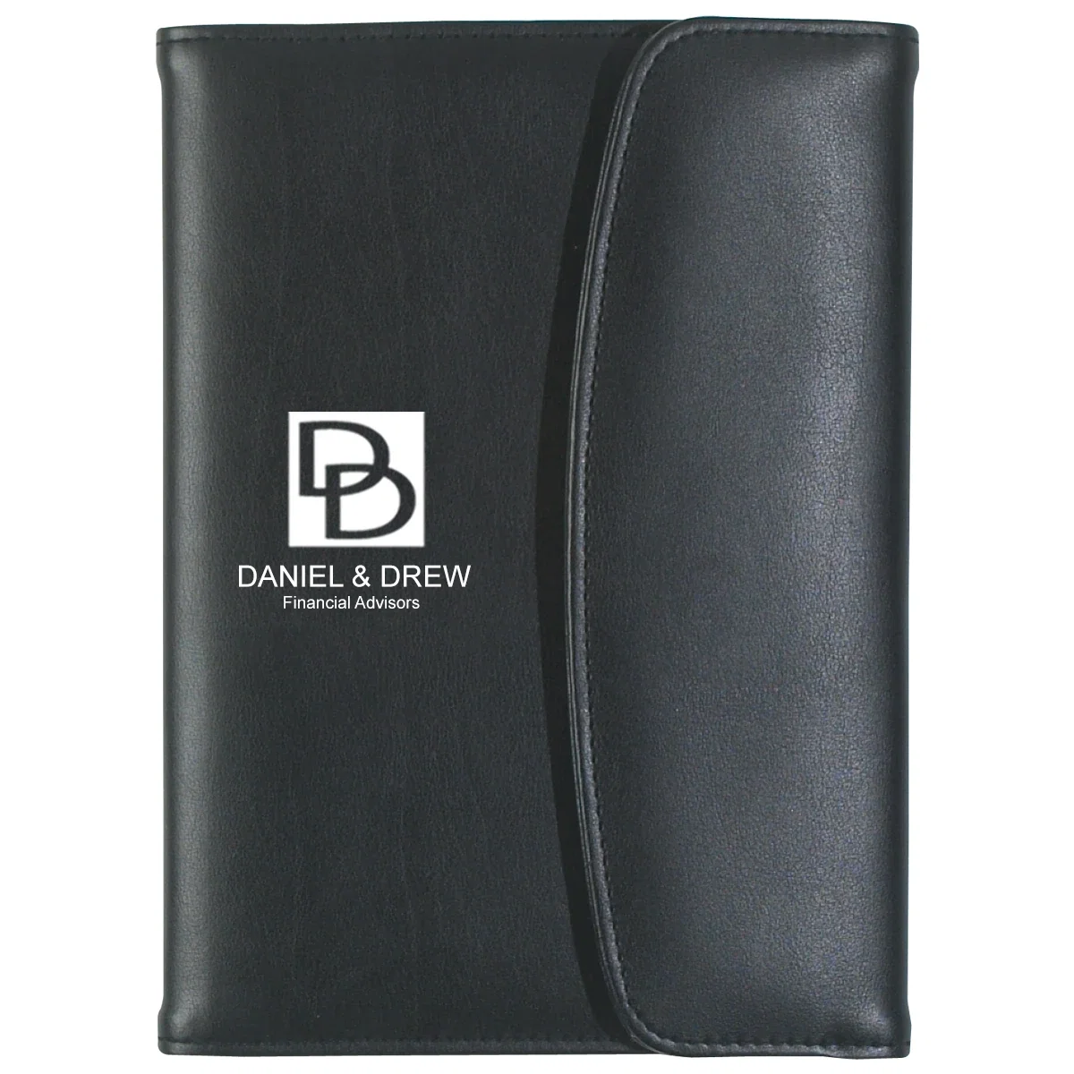 Side profile showing how slim the portfolio sits closed