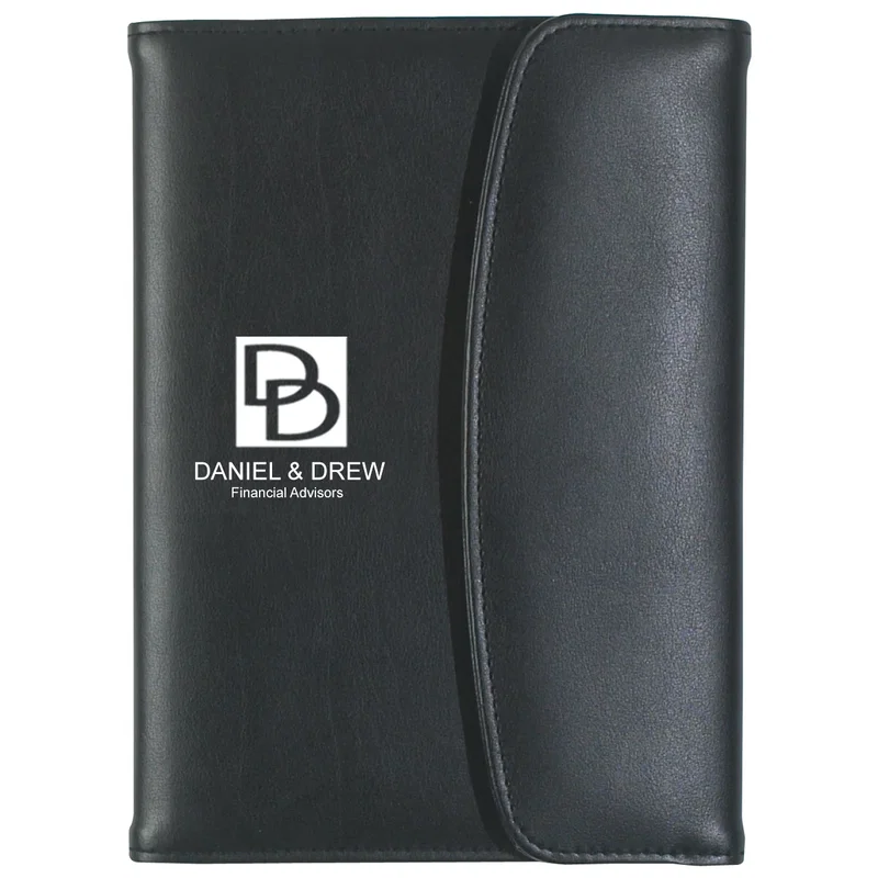 Side profile showing how slim the portfolio sits closed