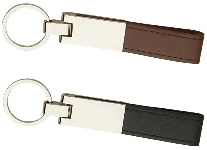 Customized Leather & Silver Keyring — view 4