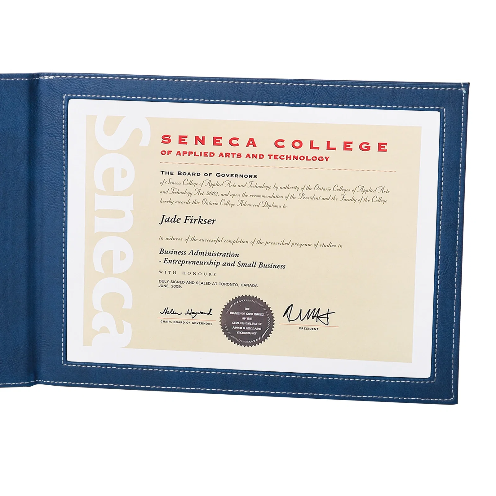 Custom Laser-Engraved Soft Leatherette Certificate Holder with Window for company anniversary events