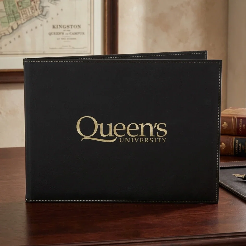 Personalized Laser-Engraved Soft Leatherette Certificate Holder with Window for corporate award ceremonies