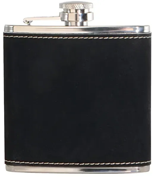 Branded Leatherette Wrapped Stainless Steel Hip Flask (6 oz) — view 3