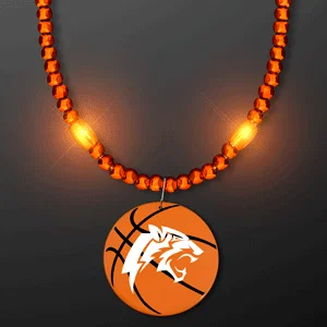 LED Bead Necklace with Basketball Medallion — view 2