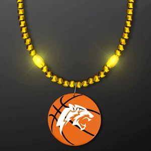 LED Bead Necklace with Basketball Medallion — view 3