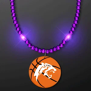 LED Bead Necklace with Basketball Medallion — view 4