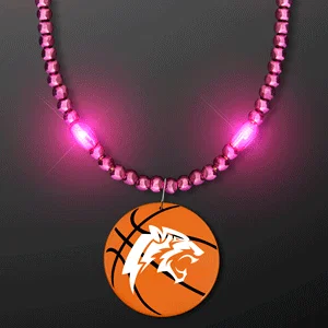 LED Bead Necklace with Basketball Medallion — view 5