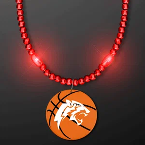 LED Bead Necklace with Basketball Medallion
