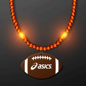 LED Bead Necklace with Football Medallion — view 3