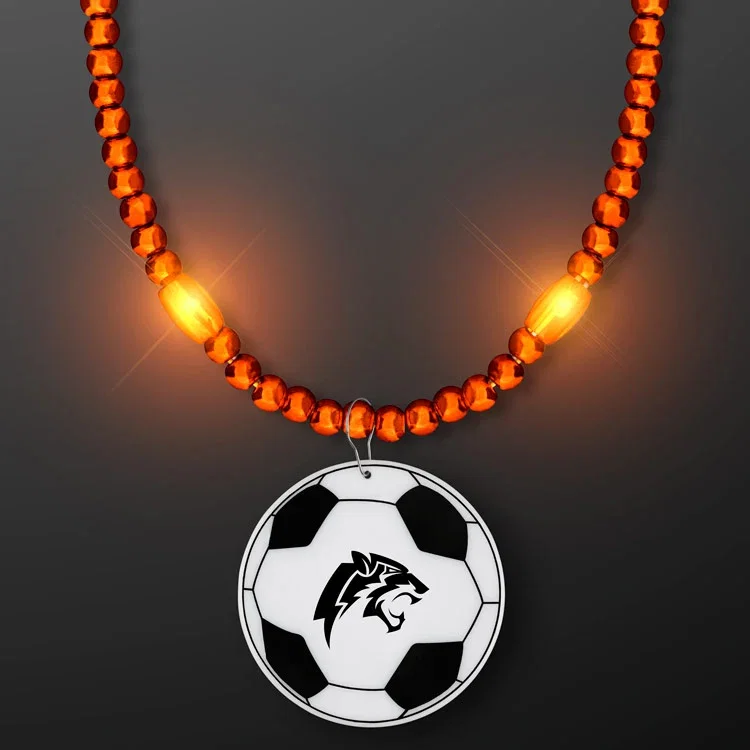 LED Bead Necklace with Soccer Ball Medallion — view 7