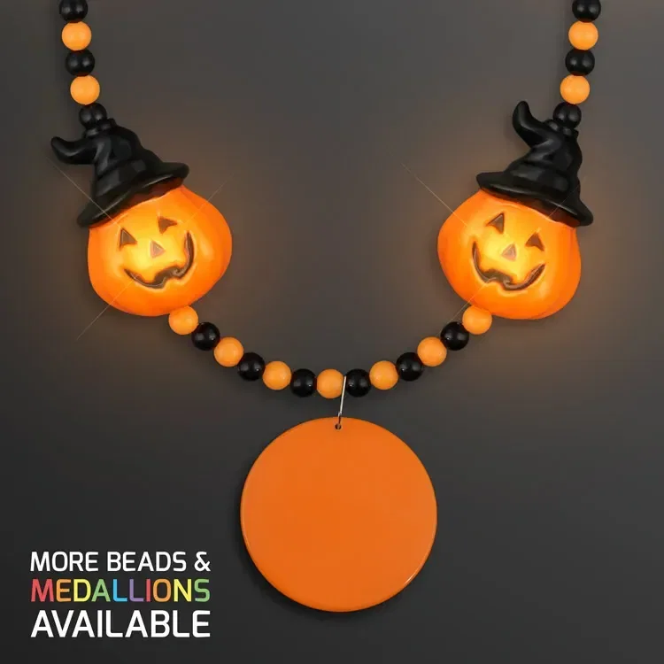 LED Hocus Pocus Pumpkins Beads with Medallion — view 3