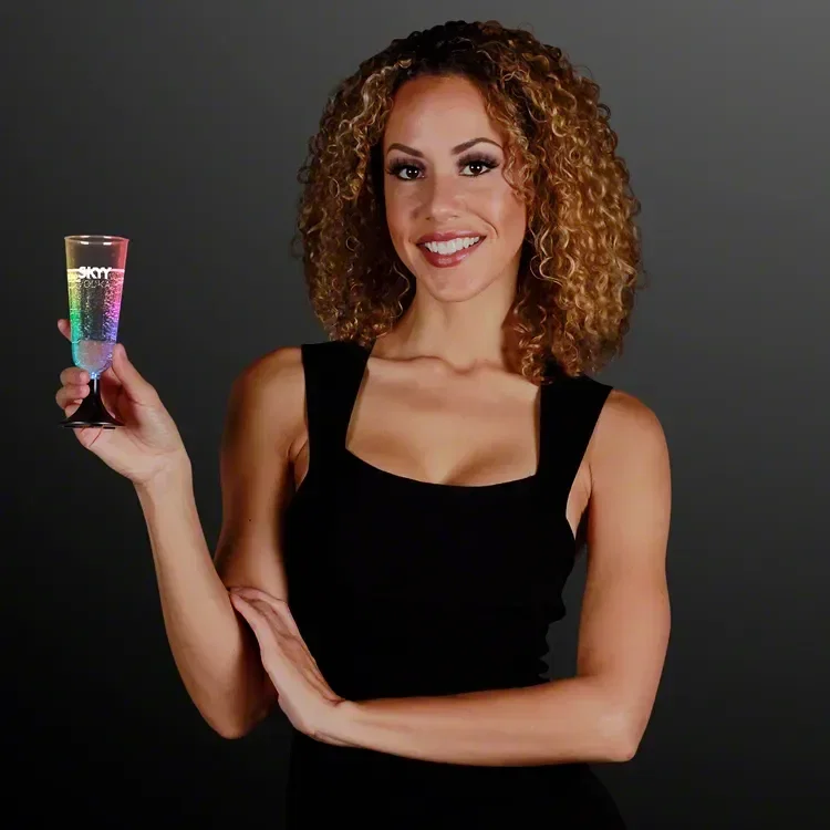 LED Mini Champagne Glass Sippers, Slow Color Change — view 2