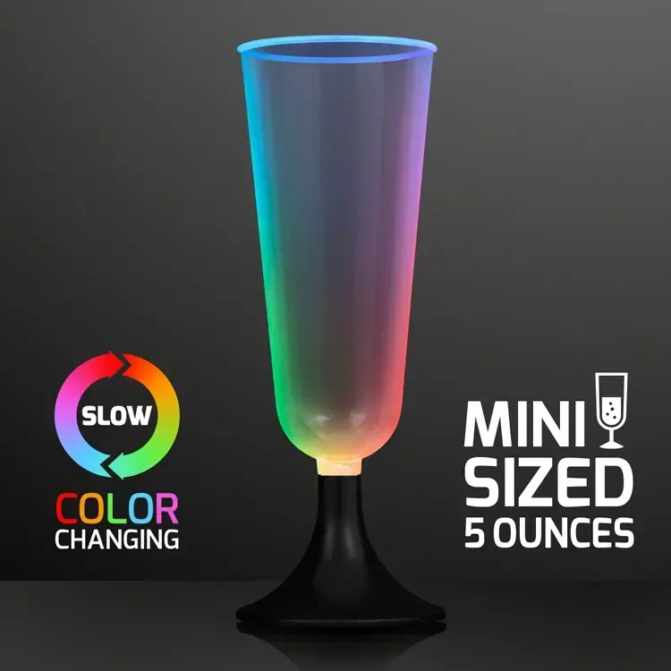 LED Mini Champagne Glass Sippers, Slow Color Change — view 3