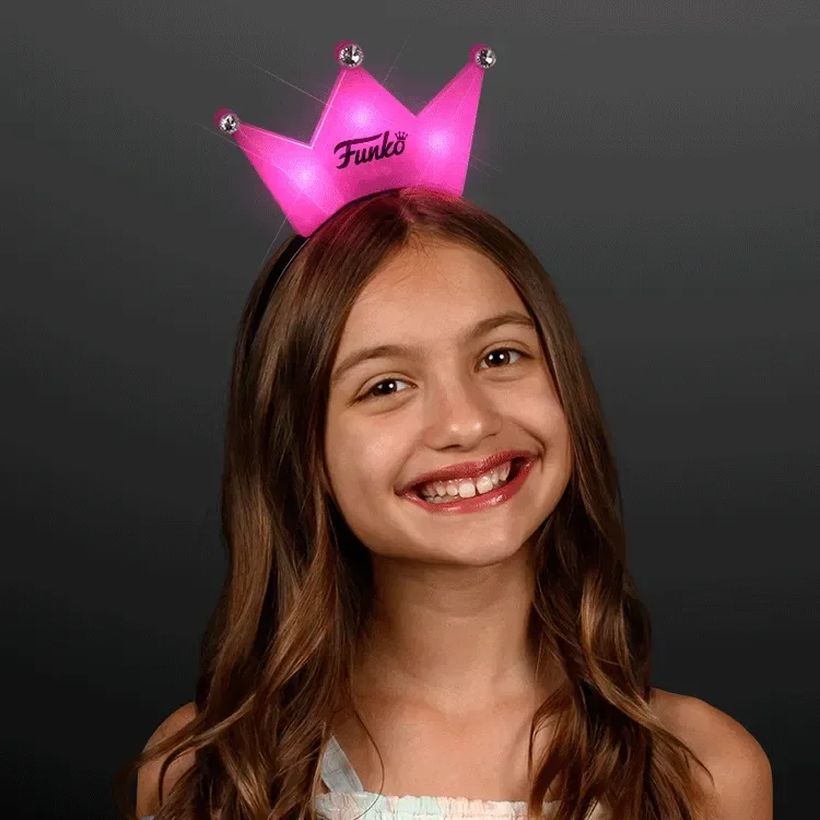 LED Pink Crown Tiara Headbands, Princess Party Favors — view 2