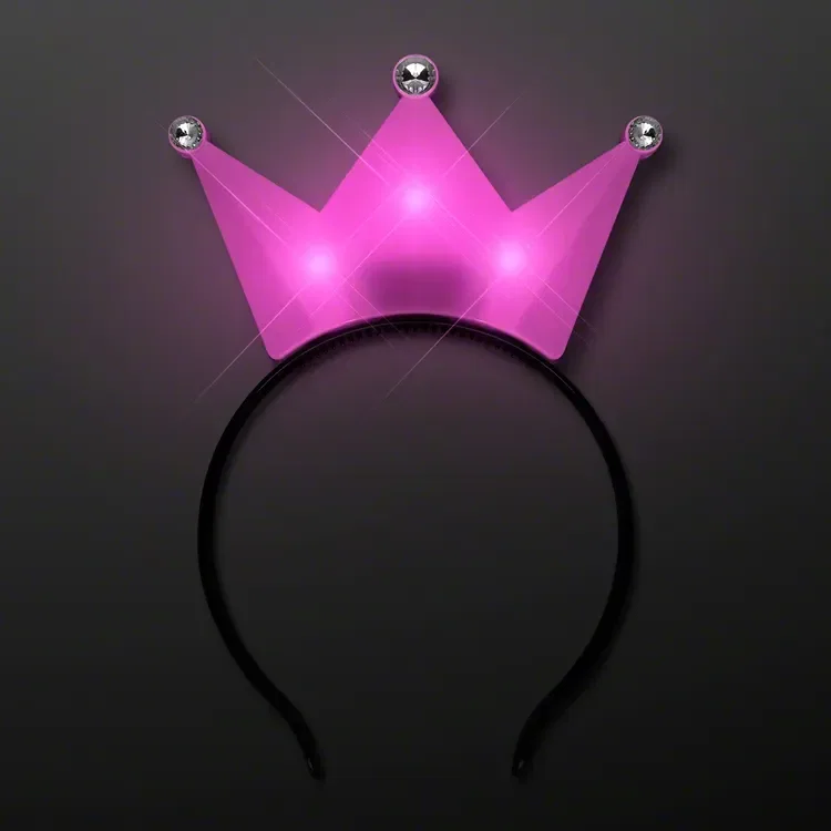 LED Pink Crown Tiara Headbands, Princess Party Favors — view 4