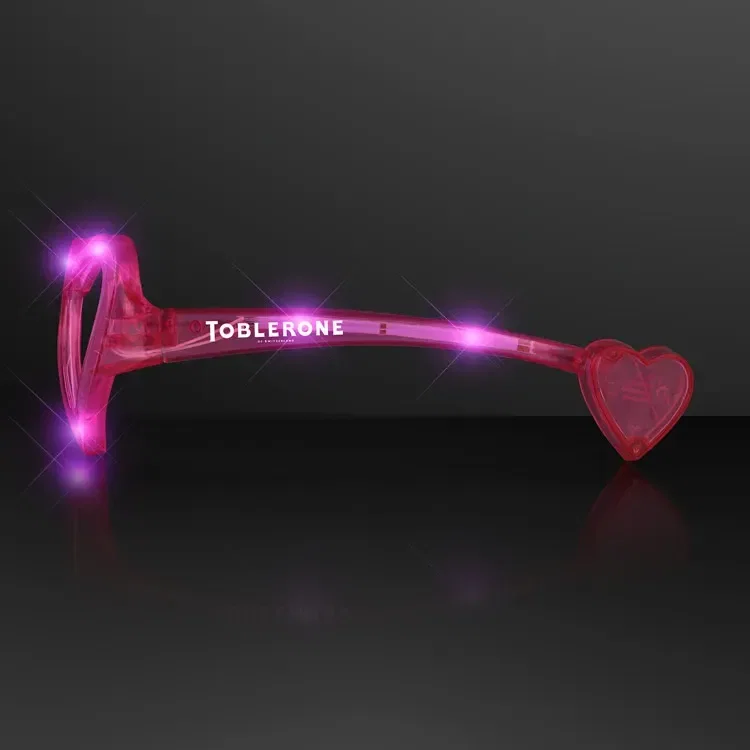 LED Pink Heart Glasses, No Lens, Novelty Eyeglasses — view 2