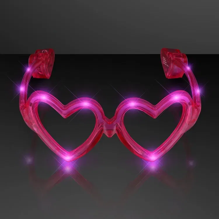 LED Pink Heart Glasses, No Lens, Novelty Eyeglasses — view 3
