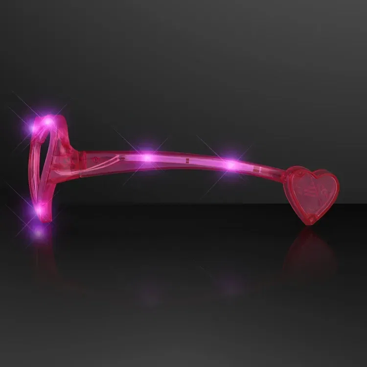 LED Pink Heart Glasses, No Lens, Novelty Eyeglasses — view 4