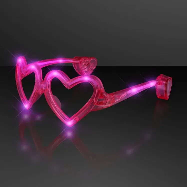 LED Pink Heart Glasses, No Lens, Novelty Eyeglasses — view 5