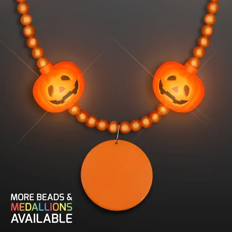 LED Pumpkin Light Beads, Halloween Jewelry with Medallion — view 2