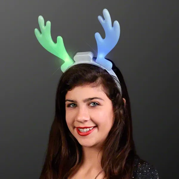 LED Reindeer Antler Headbands being worn