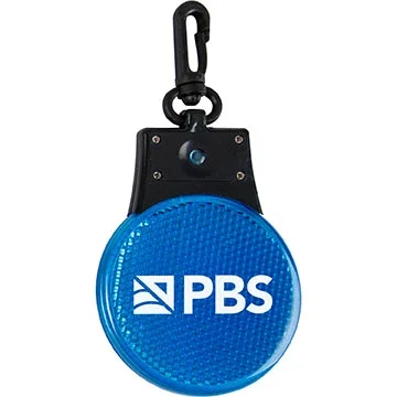 LED safety reflector flasher clipped via carabiner, red light promotional safety light