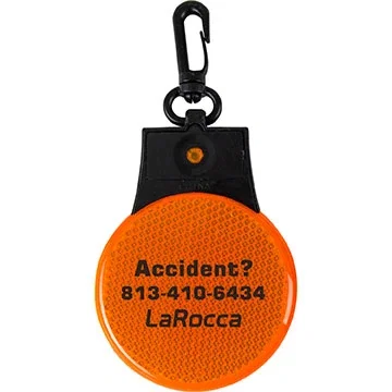 LED safety reflector flasher strobe mode, red light with plastic swivel carabiner