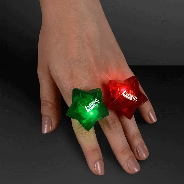 LED Sparkling Stars Christmas Rings, Assorted Colors — view 2