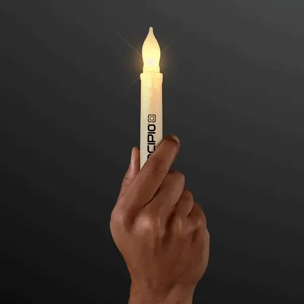 LED Taper Candles, Flickering Amber Light — view 2