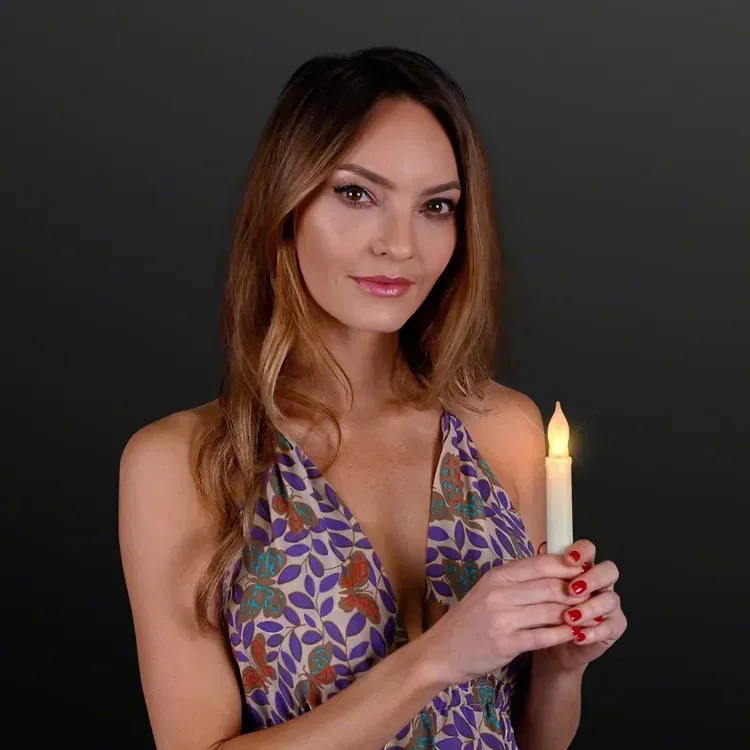 LED Taper Candles, Flickering Amber Light — view 4