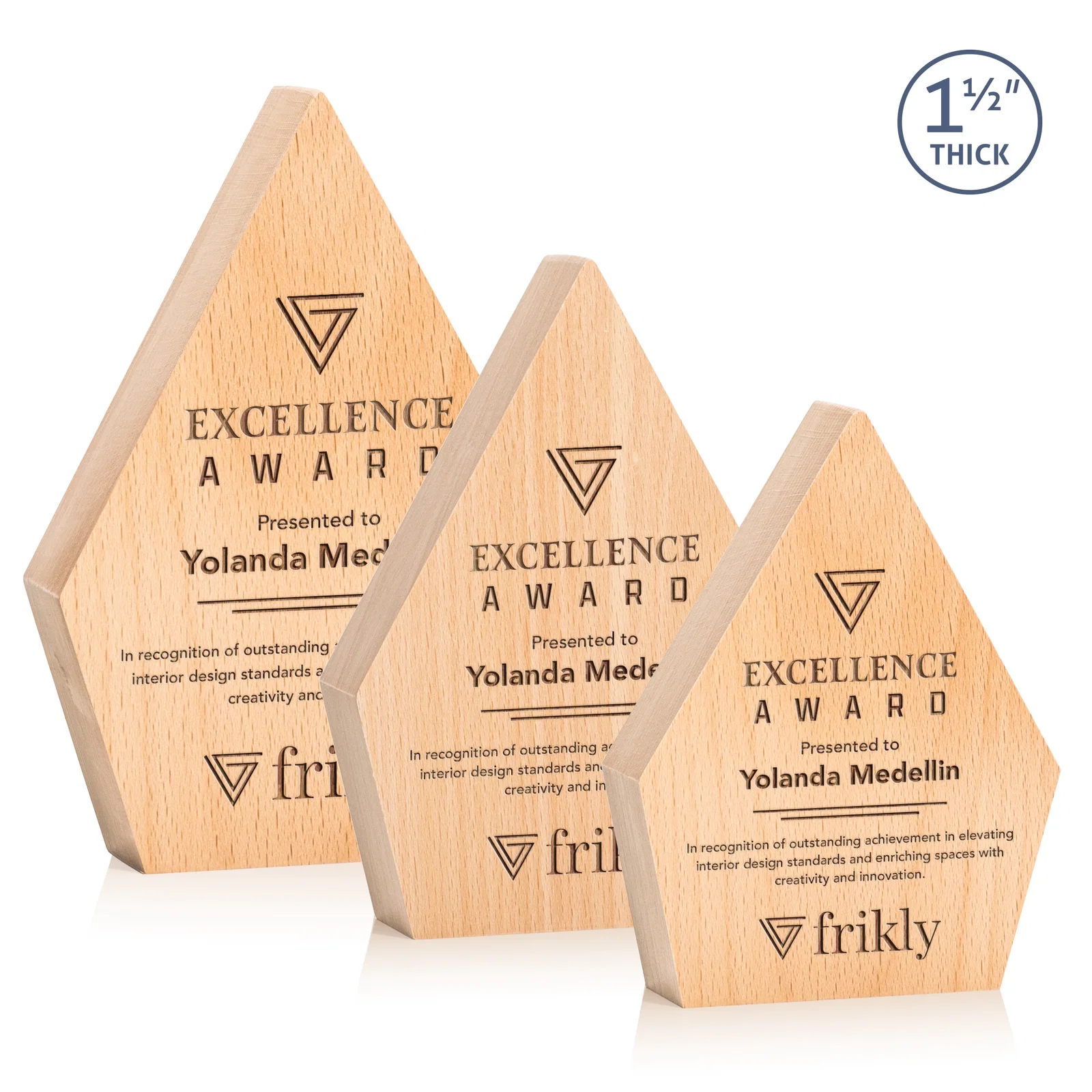 Custom Beechwood Diamond Award for employee recognition