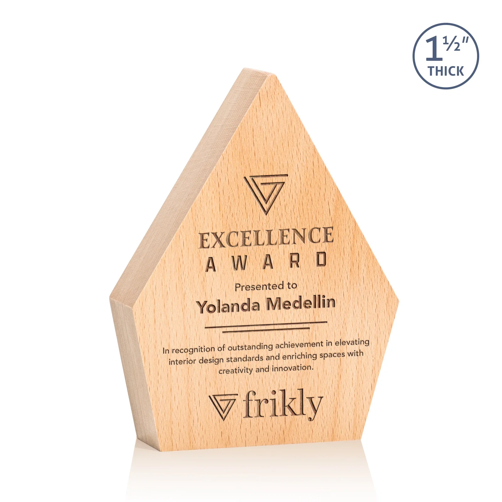 Custom Beechwood Diamond Award for corporate award ceremonies