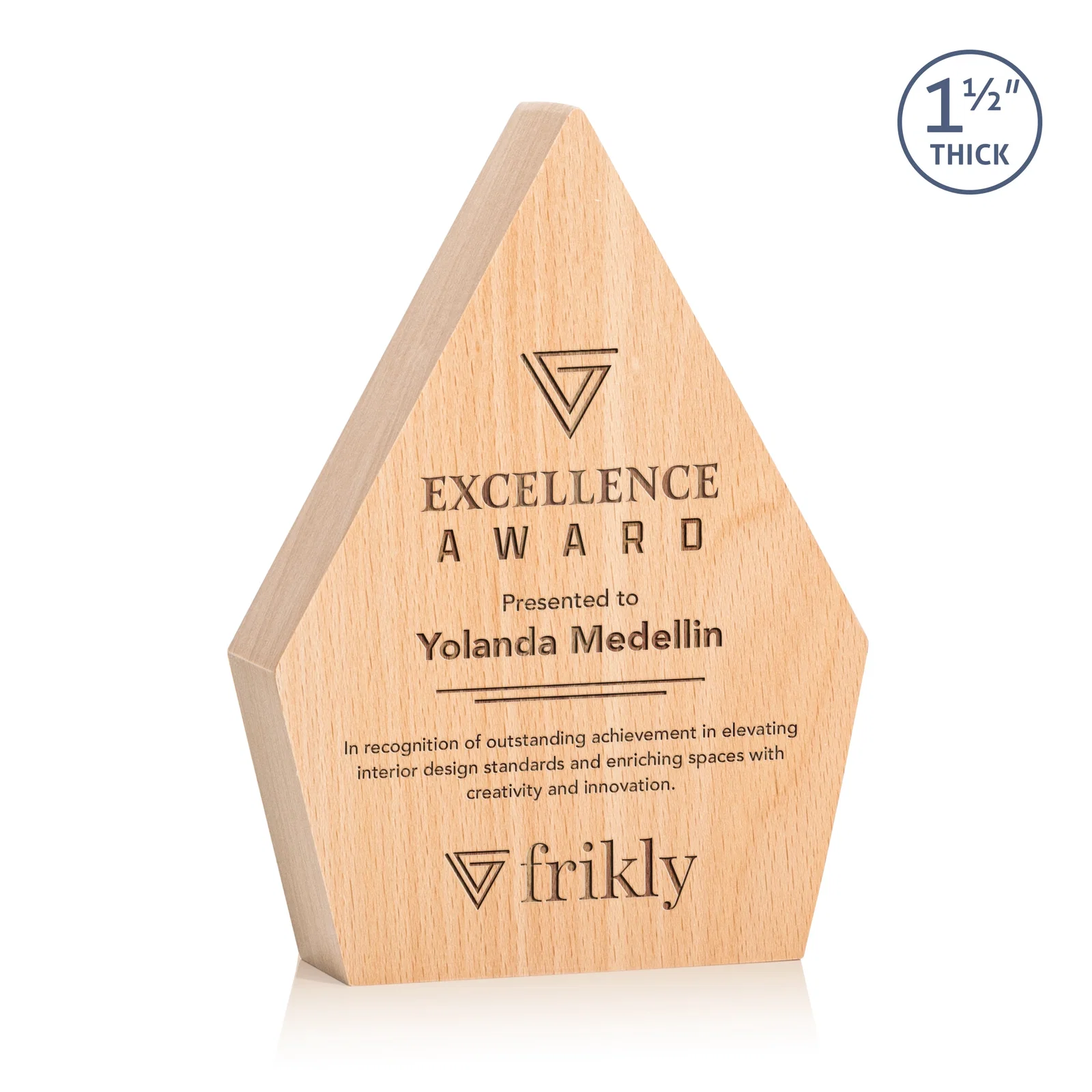 Custom Beechwood Diamond Award for service anniversary gifts