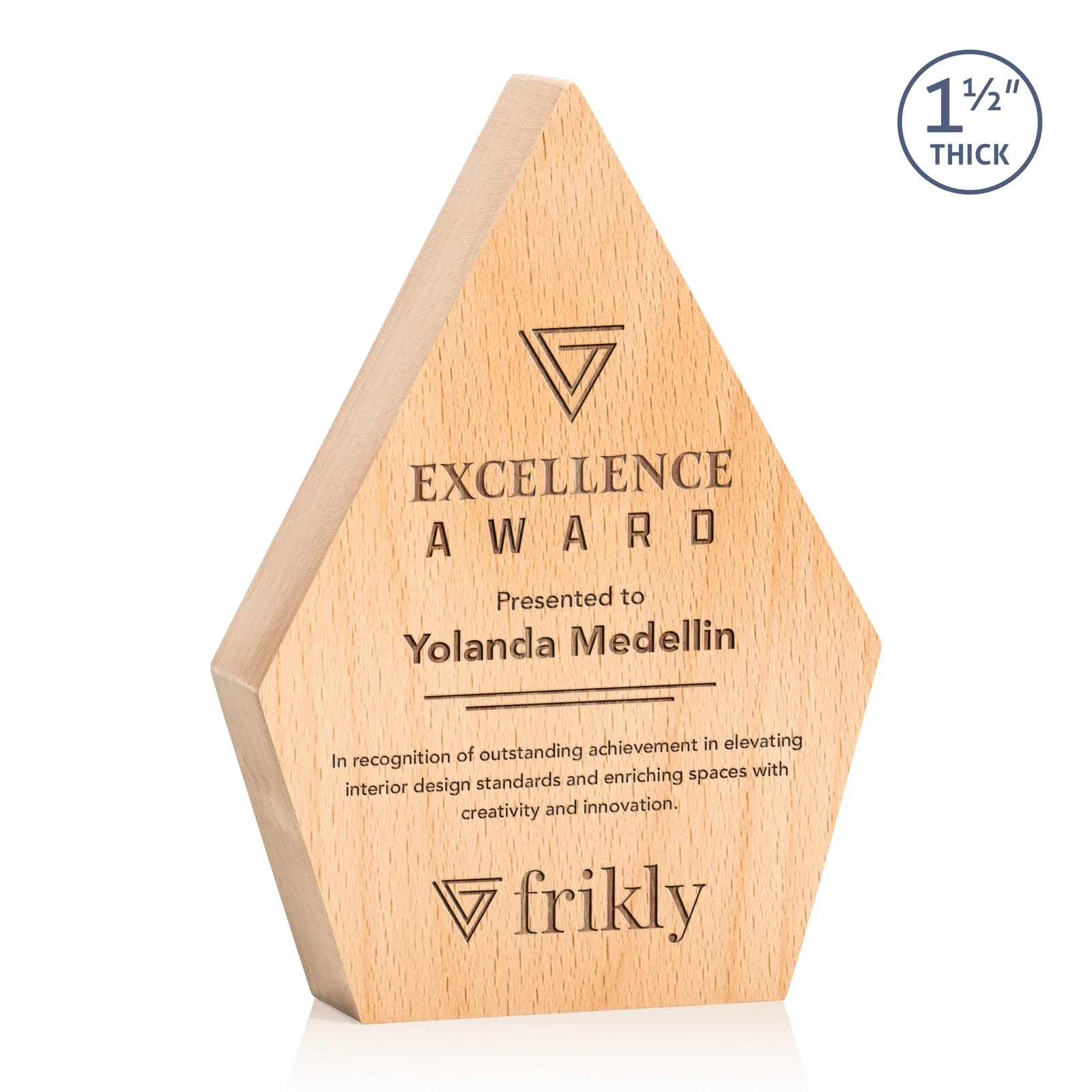 Custom Beechwood Diamond Award for sales achievement awards