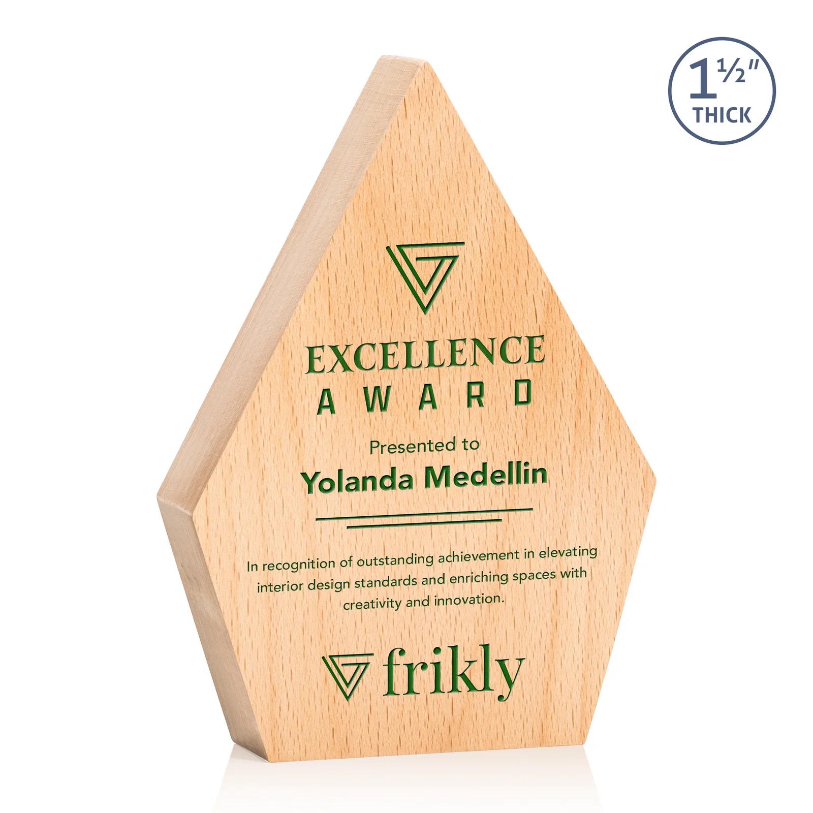 Custom Beechwood Diamond Award for safety achievement programs
