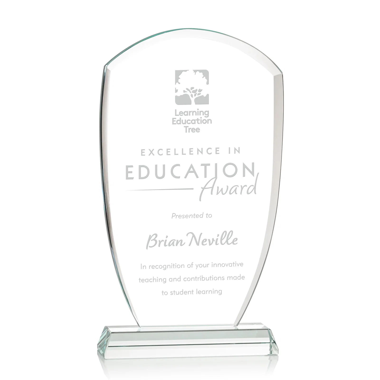 Custom Starfire Crystal Arch Award With Curved Sides and Pointed Corners, awards for sales achievement awards