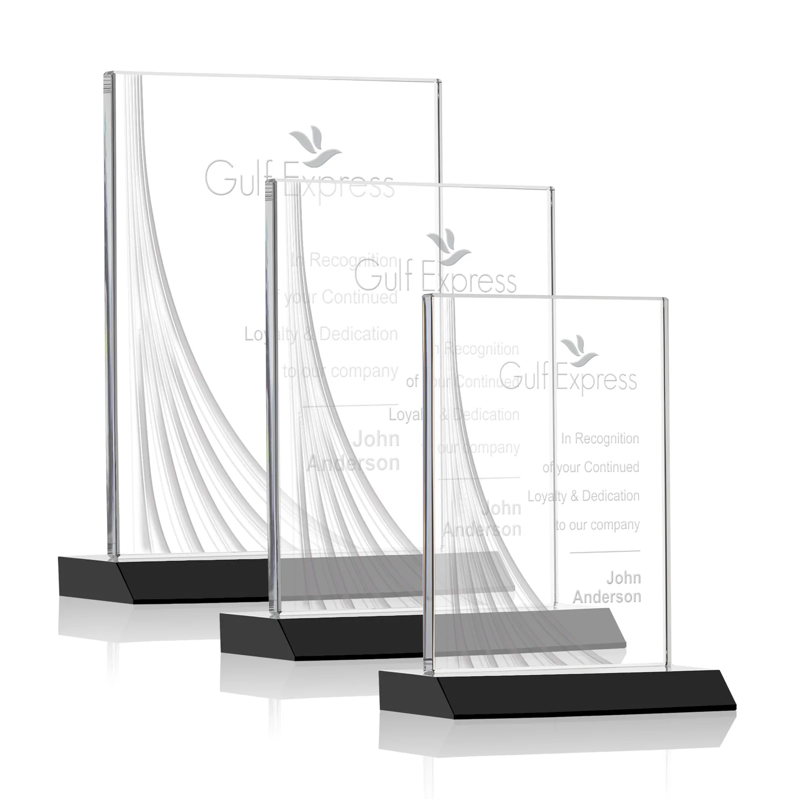 Custom Starfire Crystal Award With Liquid-Crystal Accent Lines, awards for employee recognition