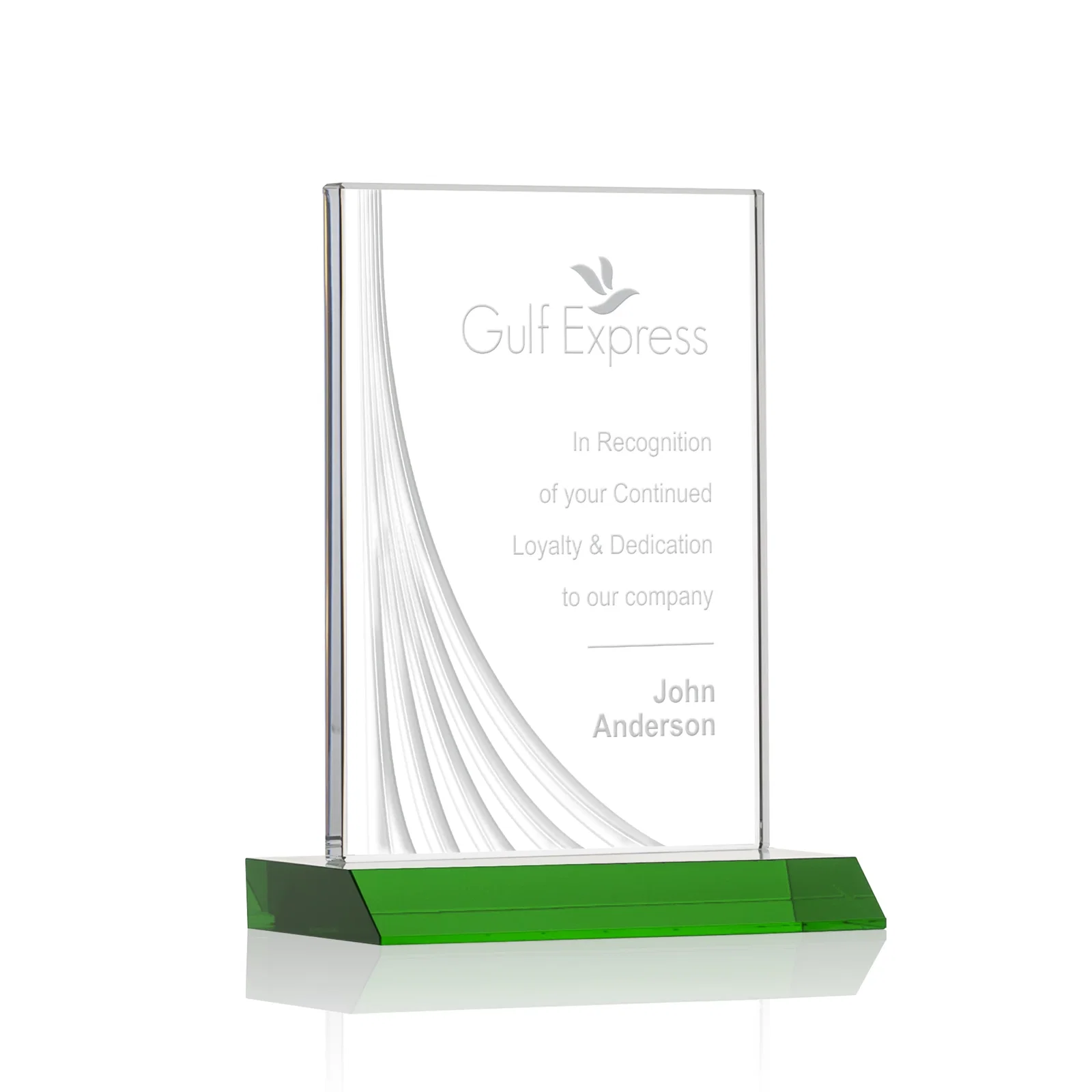 Custom Starfire Crystal Award With Liquid-Crystal Accent Lines, awards for volunteer appreciation
