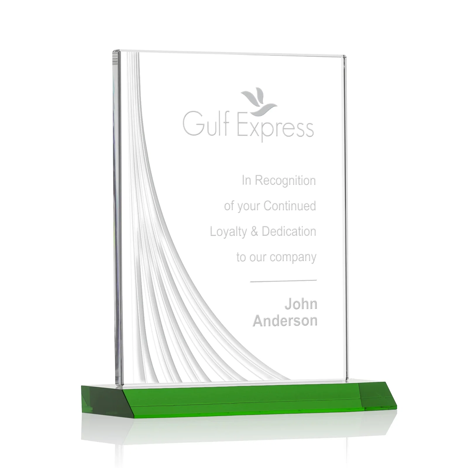 Custom Starfire Crystal Award With Liquid-Crystal Accent Lines, awards for company anniversary events
