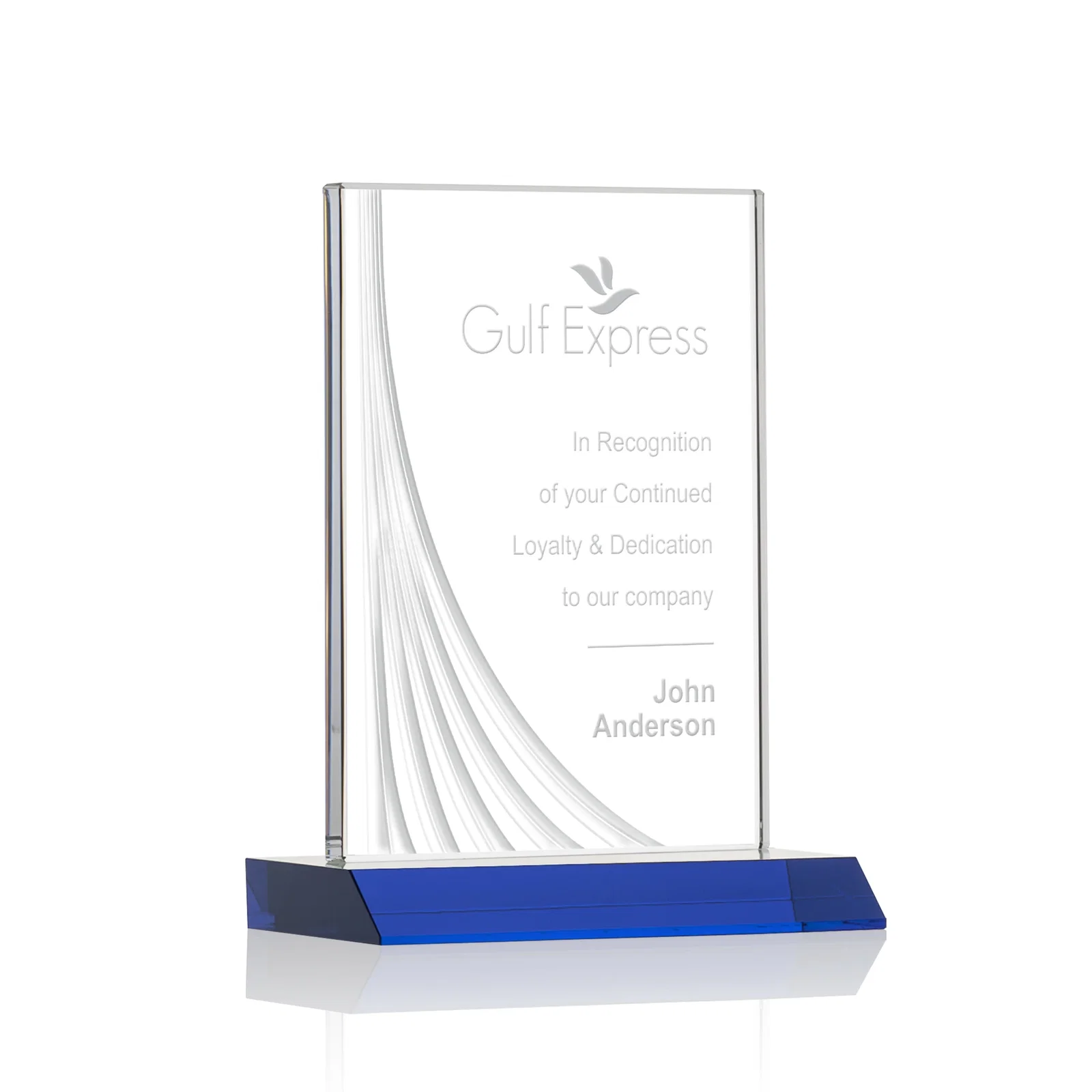 Personalized Starfire Crystal Award With Liquid-Crystal Accent Lines, awards for corporate award ceremonies