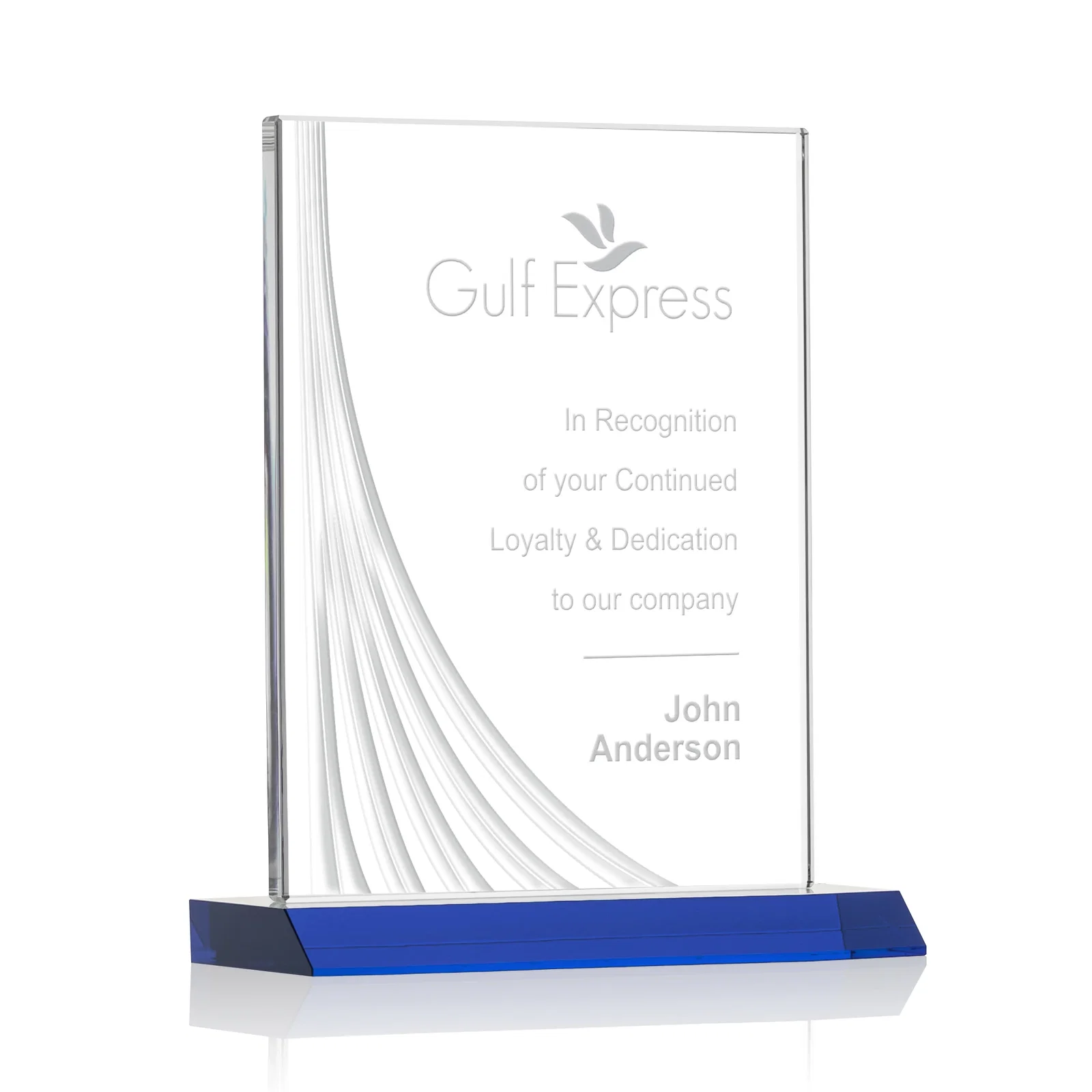 Personalized Starfire Crystal Award With Liquid-Crystal Accent Lines, awards for sales achievement awards