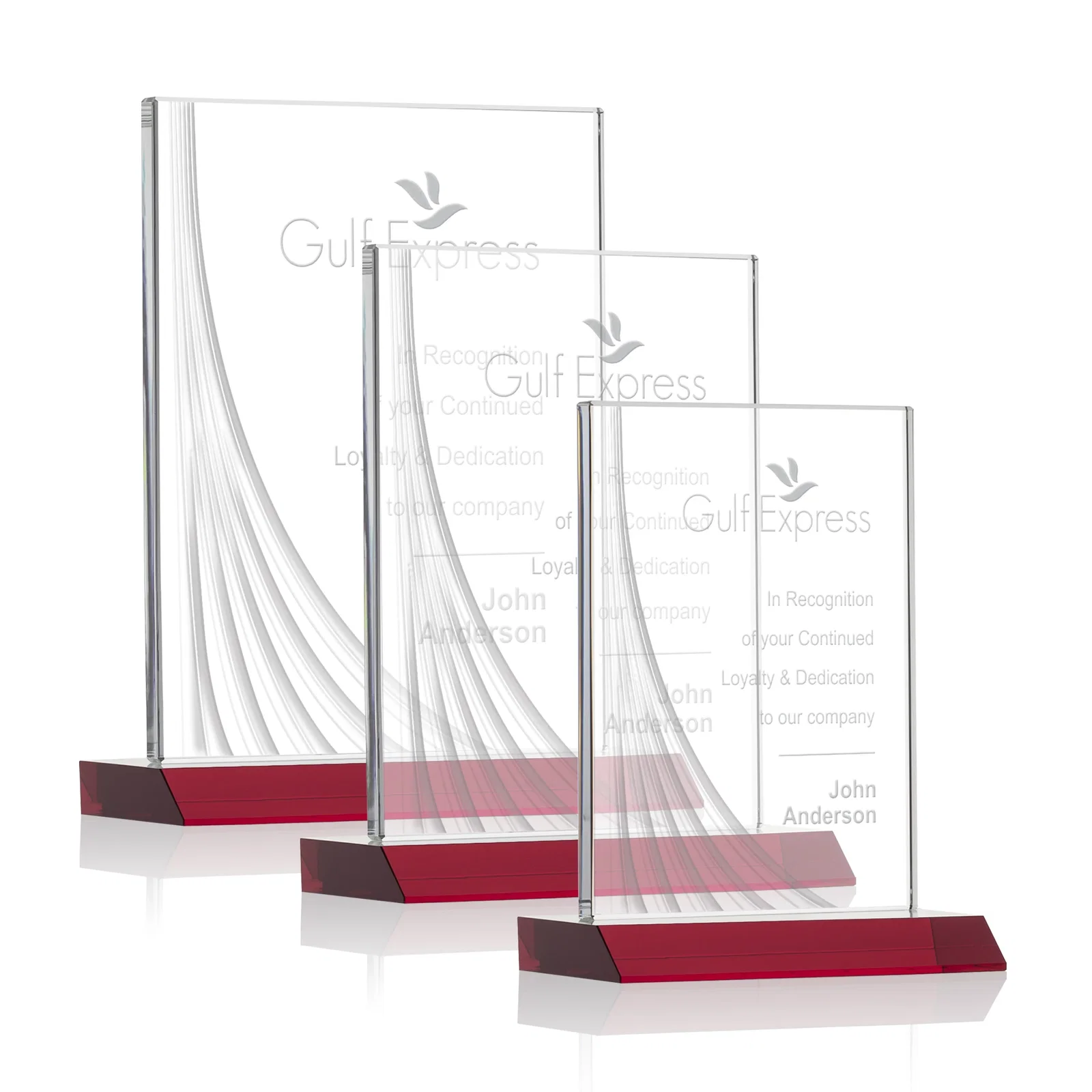 Personalized Starfire Crystal Award With Liquid-Crystal Accent Lines, awards for retirement presentations